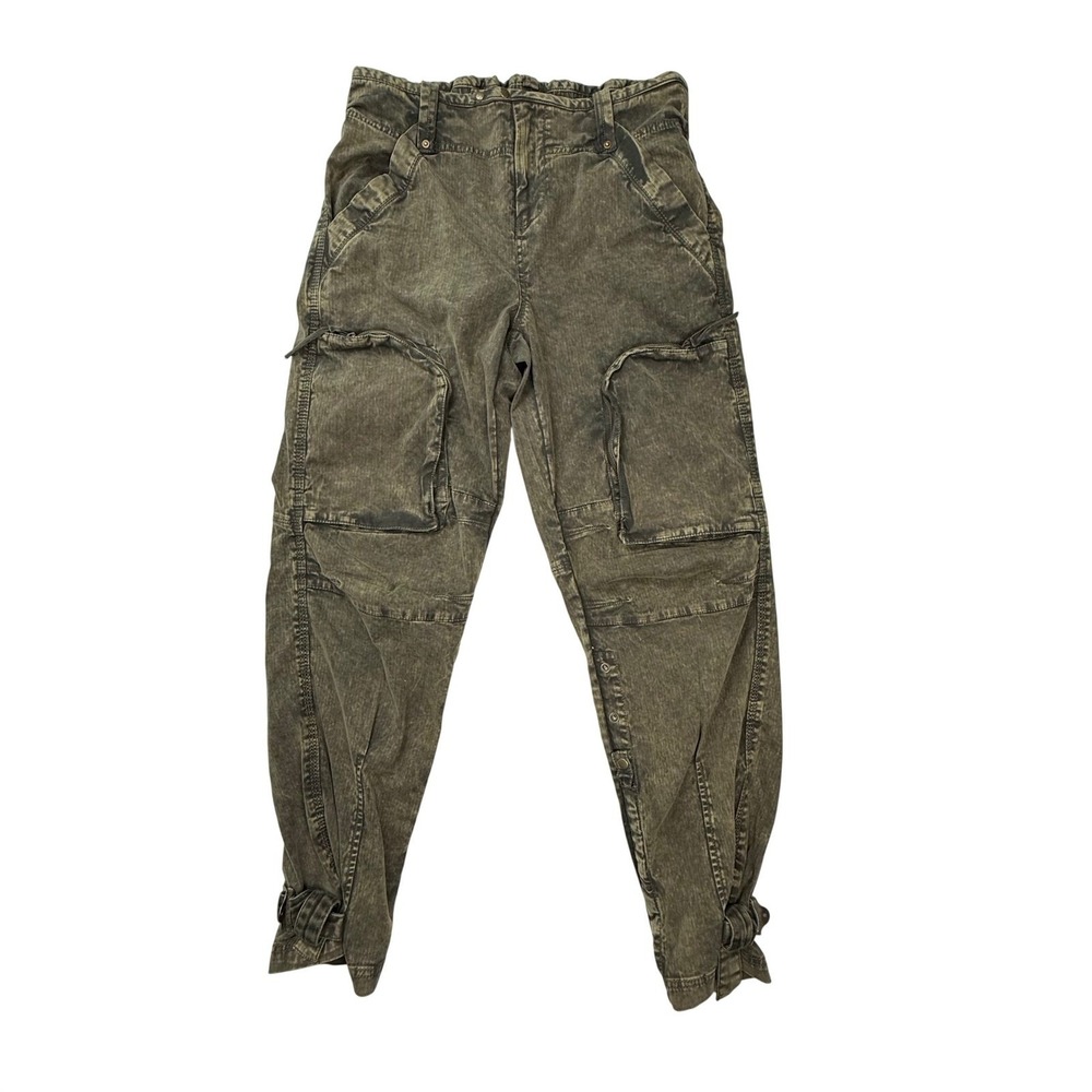 We The Free People Green Cargo Pants Paperbag Waist Buckle Ankle Joggers Small